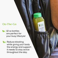 Thumbnail for Bottle of green juice in backpack
