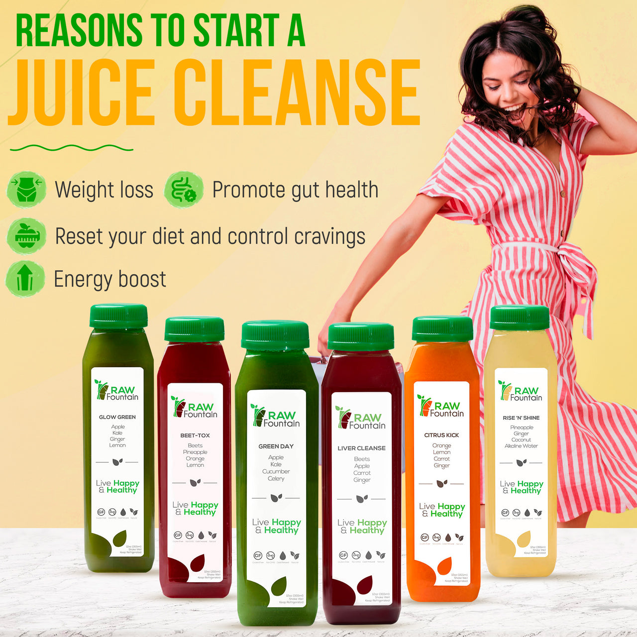 5 Day Juice Cleanse | Raw Cold Pressed | All Natural Detox | 30 Bottles