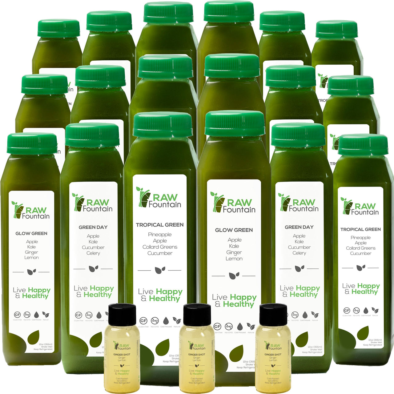 7 Day Juice Cleanse | Raw Cold Pressed | All Natural Green Detox | 42 Bottles