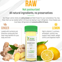 Thumbnail for 20 Ginger Shots w/ Lemon 2fl Oz, Raw and Cold Pressed, Boosts Immunity