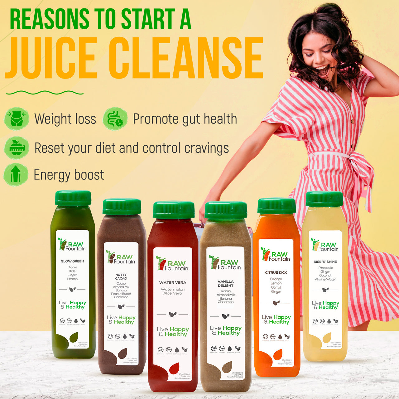 7 Day Protein Juice Cleanse | All Natural Raw and Cold Pressed | 42 Bottles