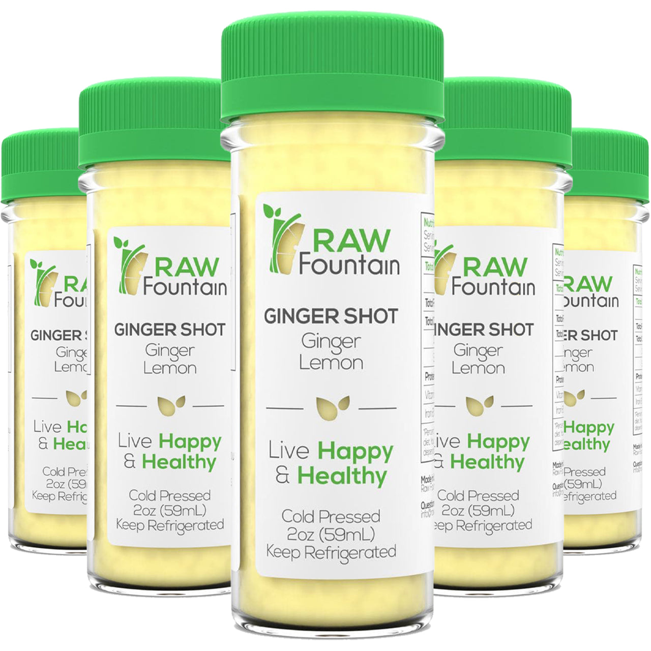 20 Ginger Shots w/ Lemon 2fl Oz, Raw and Cold Pressed, Boosts Immunity