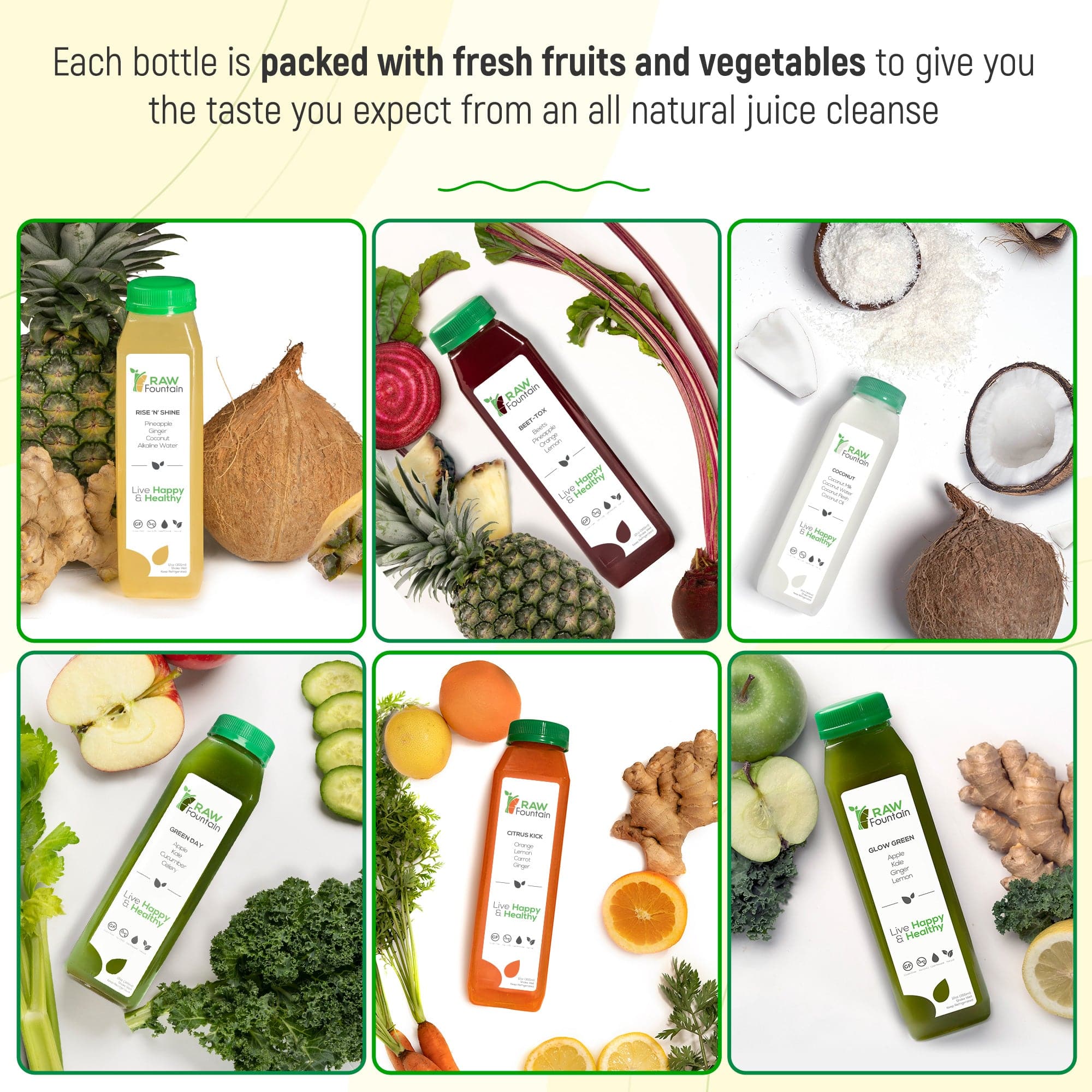 3 Day Juice Cleanse Raw Cold Pressed All Natural Detox Coconut