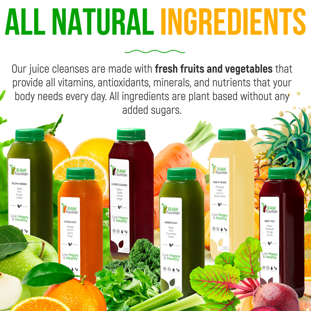 7 Day Juice Cleanse | Raw Cold Pressed | All Natural Detox | 42 Bottles