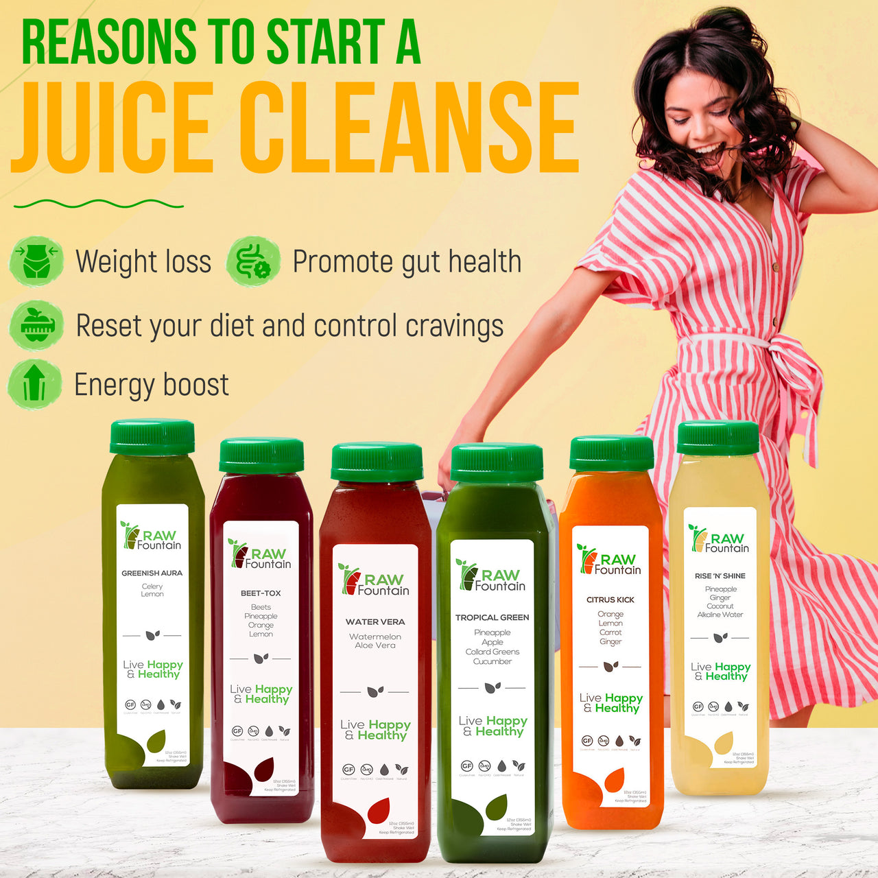 7 Day Tropical Juice Cleanse | All Natural Raw and Cold Pressed | 42 Bottles